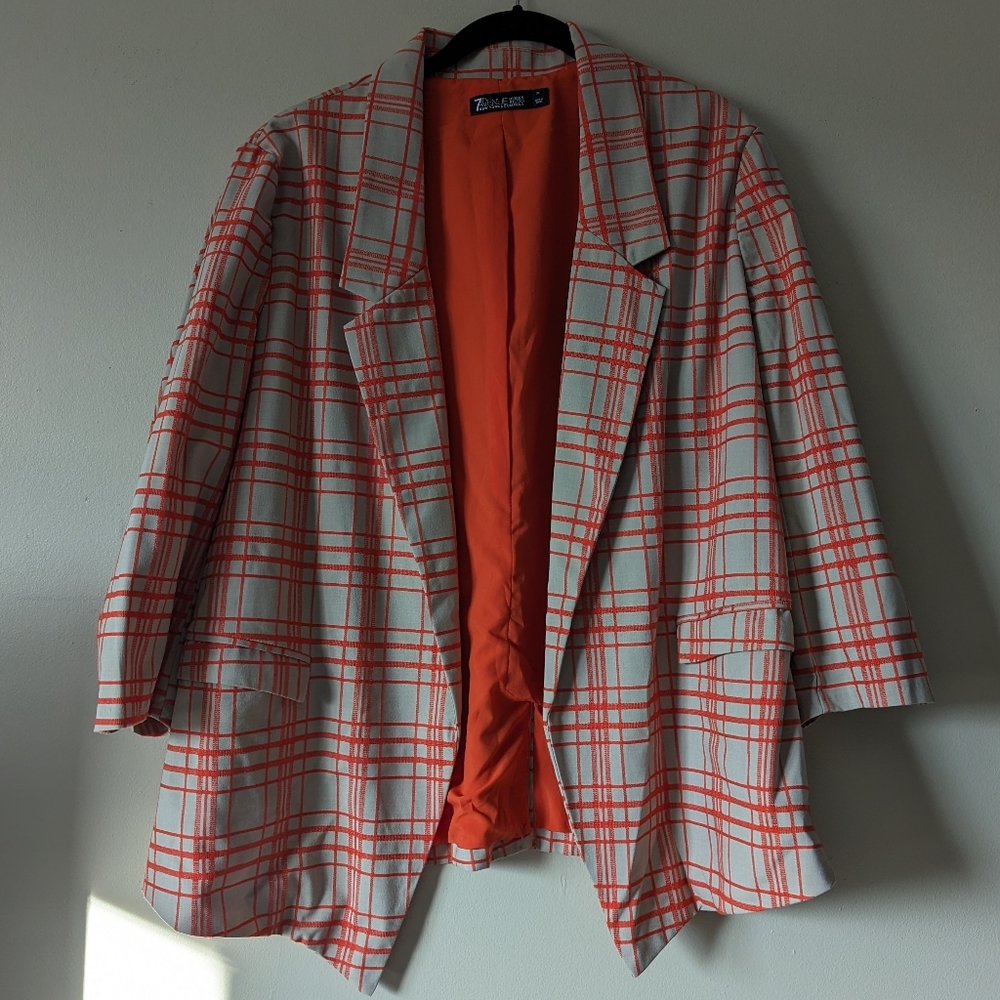 7th avenue new york city womens orange tan blazer size xl